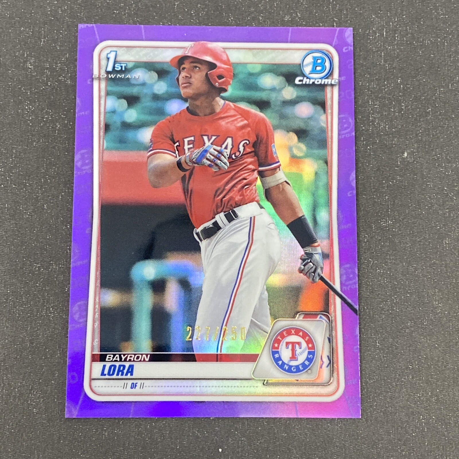 Bayron Lora 1st Bowman Chrome /250 PURPLE REFRACTOR 2020 BCP-52 Prospect Rangers