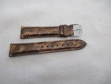 GENUINE leather usa watchstrap watch band strap 18mm brown snake grain nickel