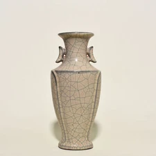12.4'' China Ancient I Song dynasty Siguan Kiln Halberd ear bottle