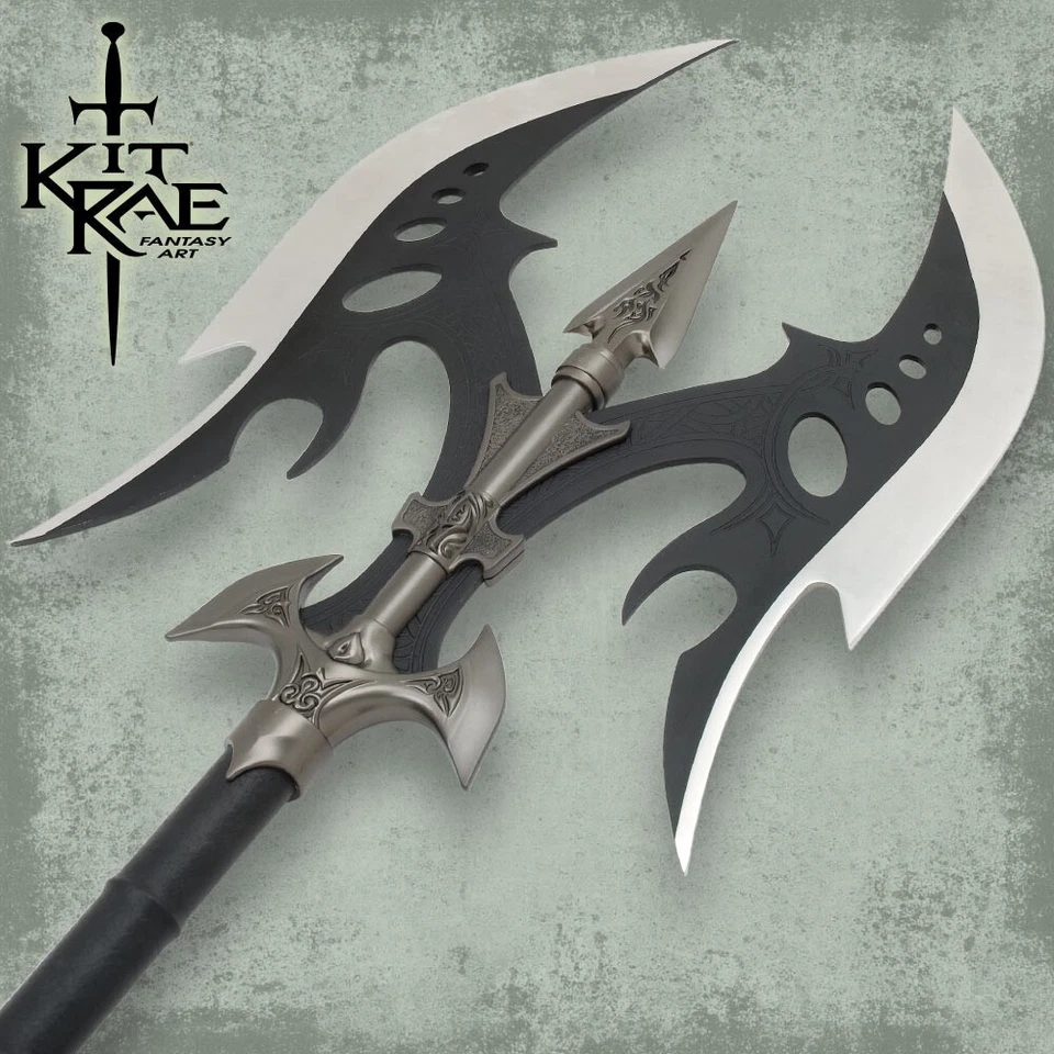 Kit Rae Black Legion Battle Axe | Stainless Steel Blades | Leather Handle | 35” - Image 4 of 4