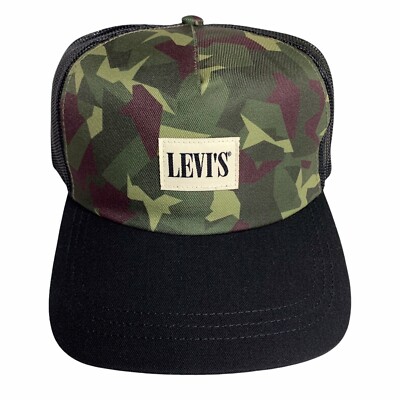 Levi s Logo Camo Camouflage Snapback Trucker Hat NWT Hipster Camping Outdoors