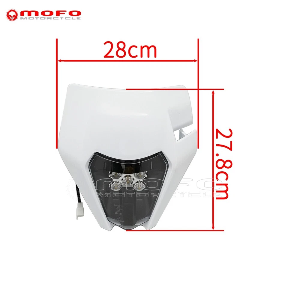 For Honda CRF250R CRF450F XR400 XR650 KLX250 KX250F EXC300 LED Headlight Fairing - Image 3 of 4