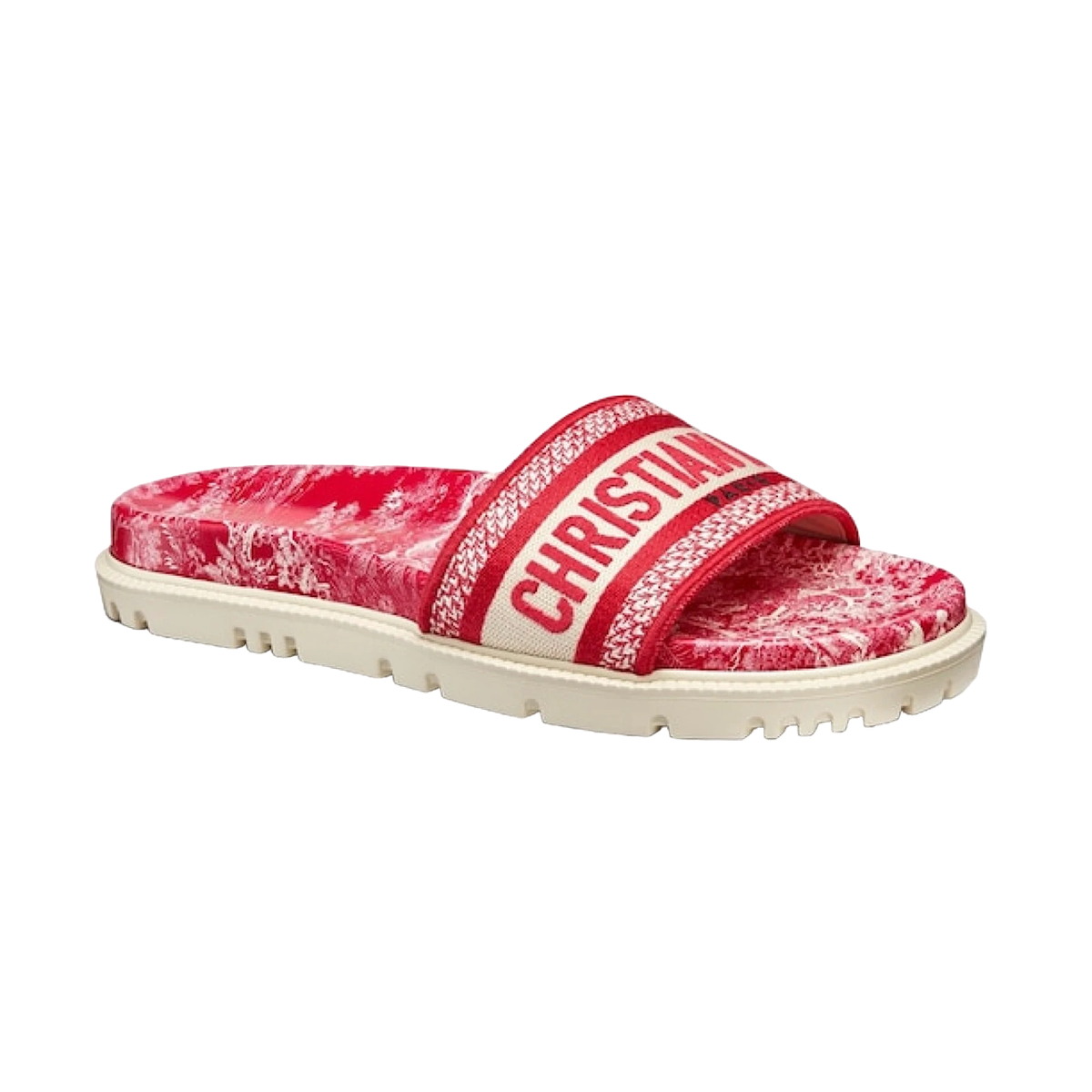 Christian Dior Dway Red Logo Toile De Jouy Platform Slide Christian Dior Dway Red Logo Toile De Jouy Platform Slide