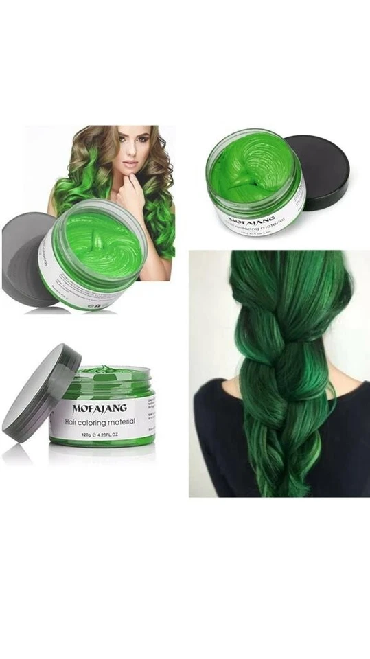TRENDING Verde Unisex Color de Cabello Cera Lodo Tinte Peinado Crema Hágalo Usted Mismo Colorante 4.23 FL Foto 4 de 4
