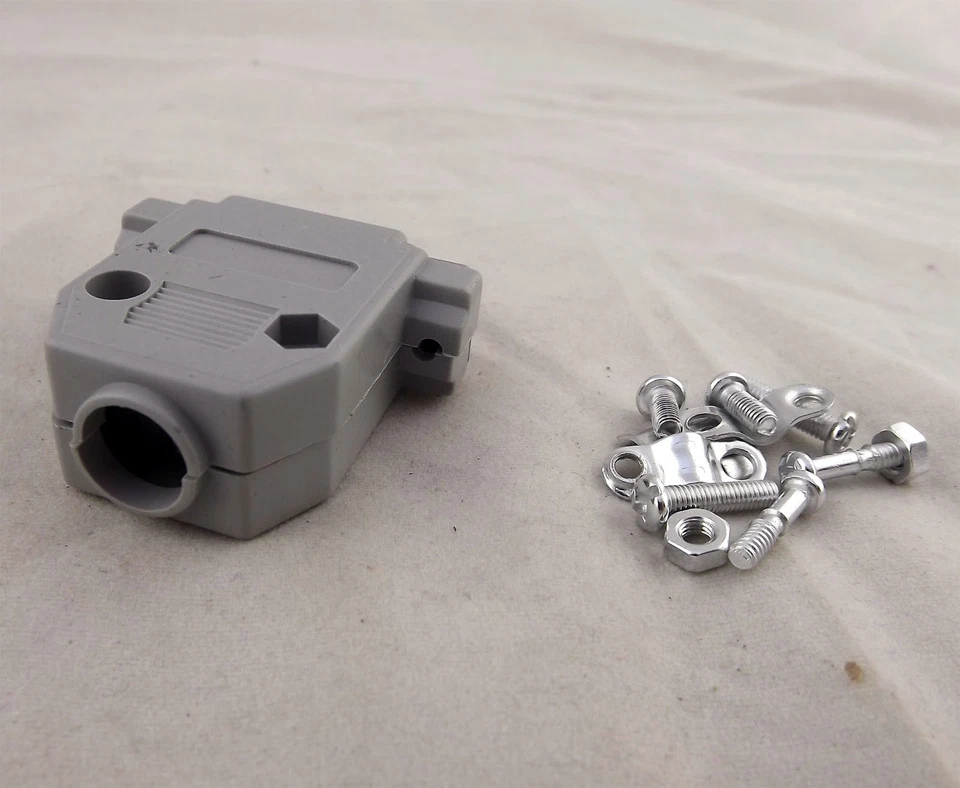 10pcs Gray DB26 Male 26 Pin 3 Rows D-SUB Connector Plastic Hood Cover Backshell - Image 4 of 4