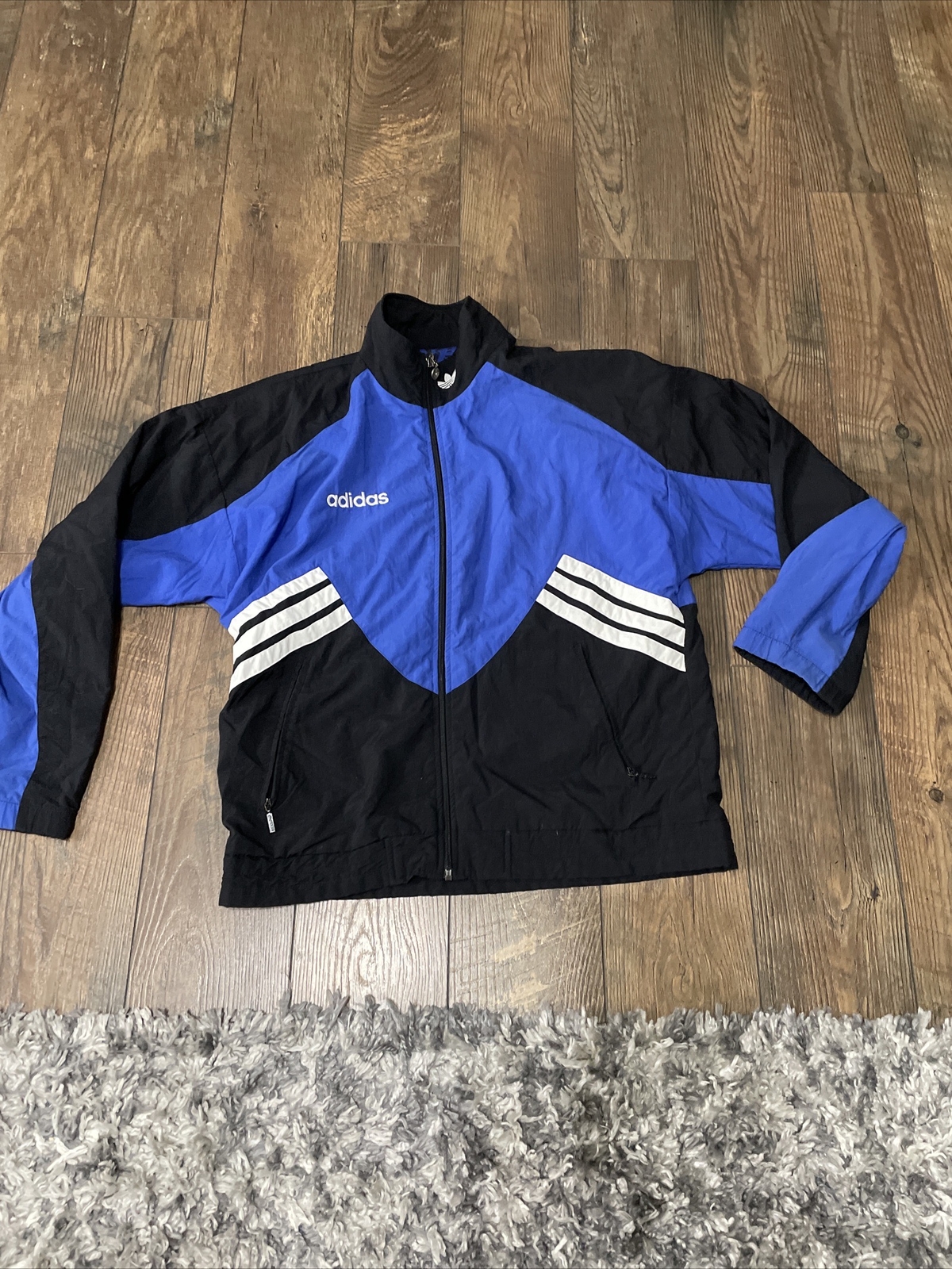 Adidas reversible jacket All Over  print blue Bla… - image 7