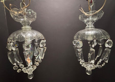 Pr Vintage Glass Prism Bag/Basket 13 Ceiling ...