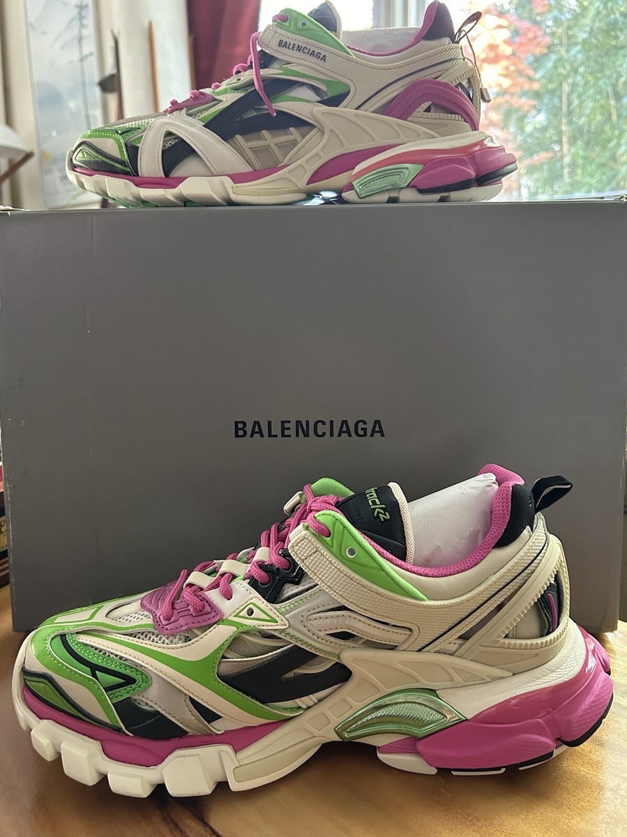 New Balenciaga White and Green Track.2 Sneakers- Mens Size