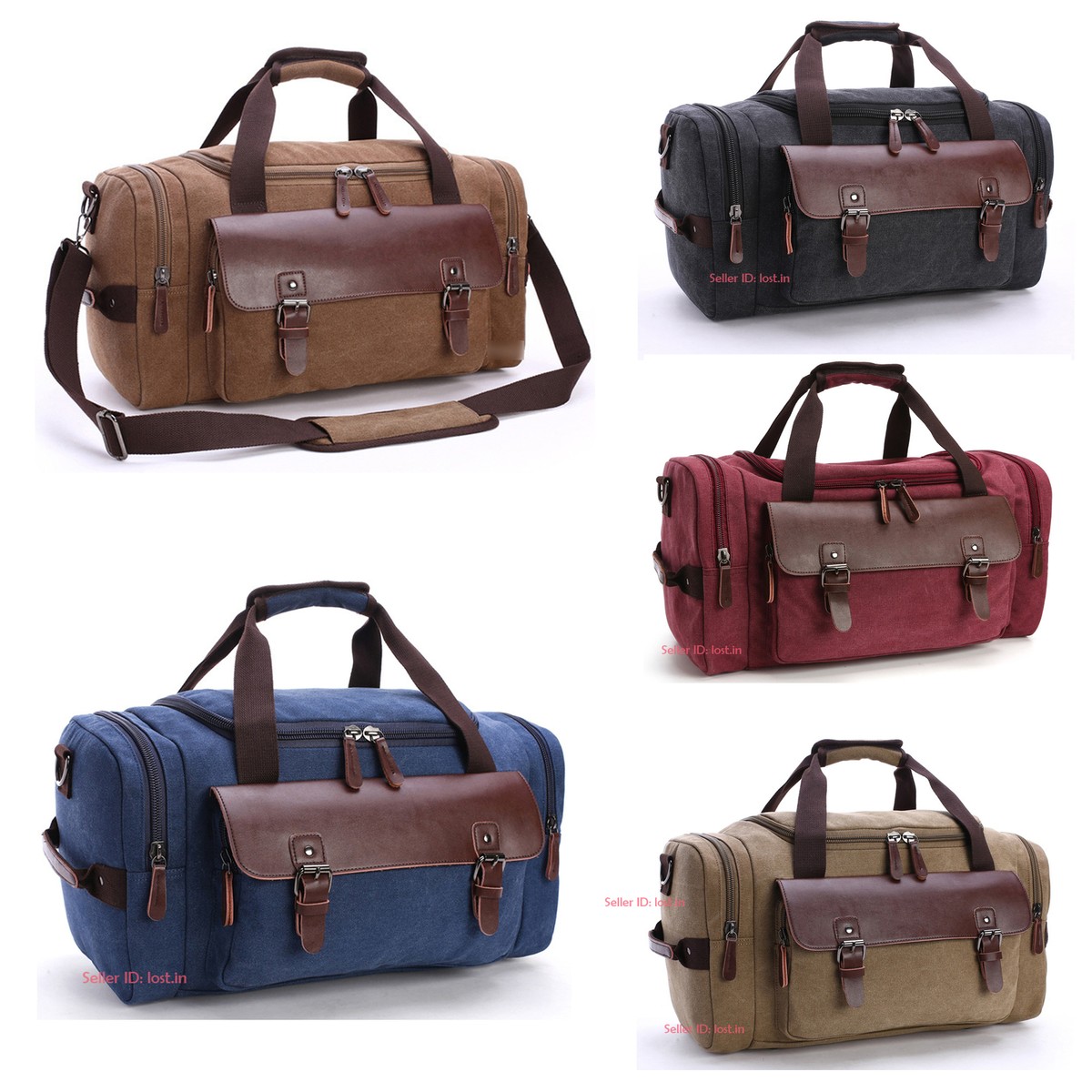 Men's Vintage Canvas Duffle Bag Gym Travel Tote Luggage Handbag