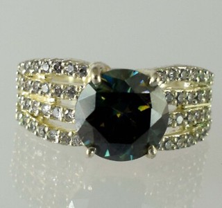 5.67 Ct Green Diamond Solitaire 10 x 10 mm Round Cut Certified Anniversary Ring