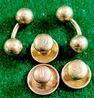 Stud smoking vintage oro 14 carati set di 3 DDW incisi e set di culfling a sfera 6gr.