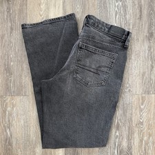 American Eagle Stretch Curvy Straight Black Slash Jeans Women  s 8 Long