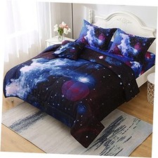 6Pcs Galaxy Comforter Set with Sheets for Kids Boys Girls Twin 6 pc Dark Blue