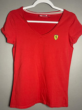 Vintage Scuderia Ferrari Shirt Women M Red V Neck Prancing Horse Branded London