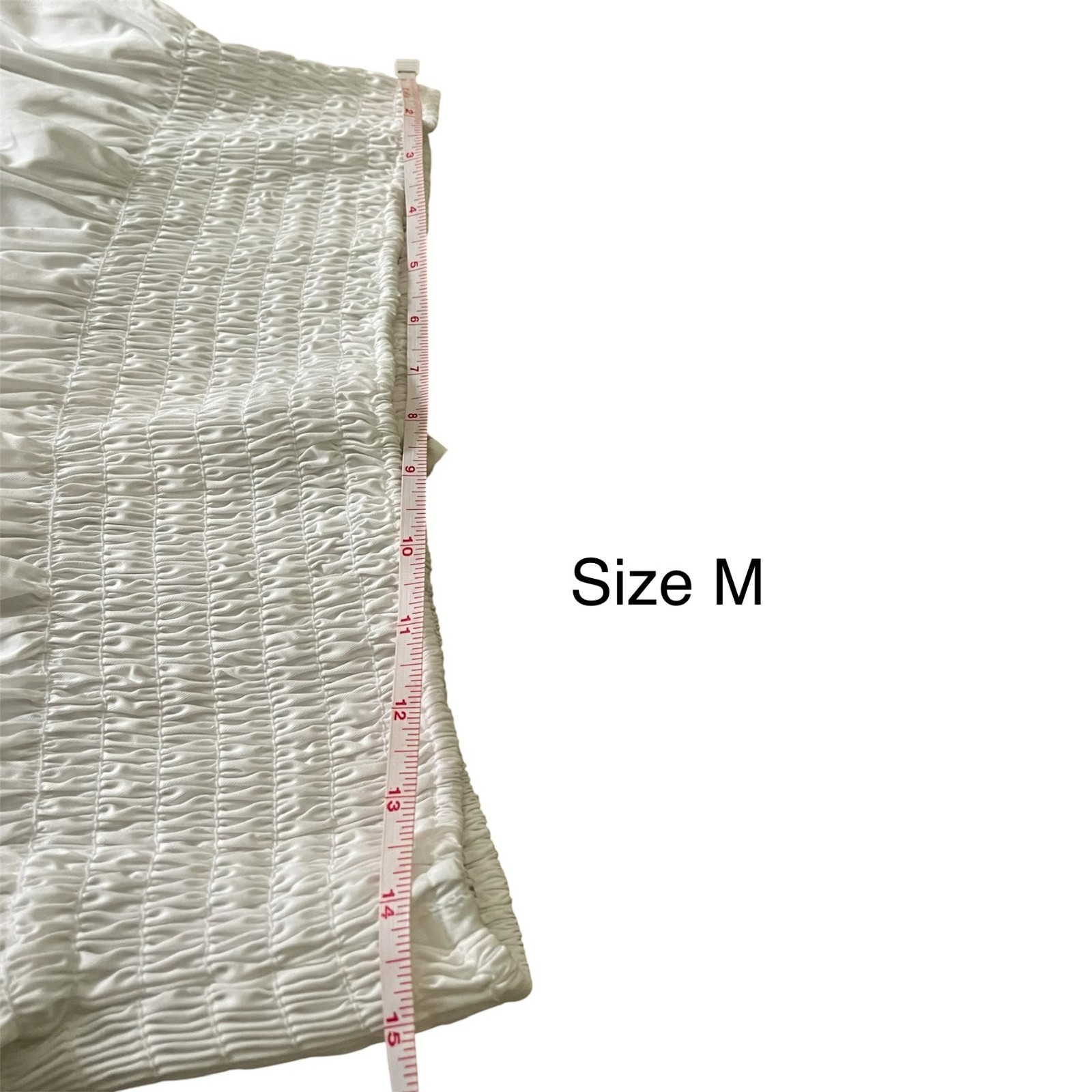 Zara White Poplin Midi Skirt Smocked Waist Organic Cotton XL NWT Summer Chic image 7