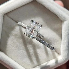 Radiant Cut Moissanite Bridal Ring Set 14K White Gold 10x8mm