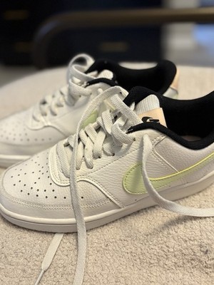 Nike Women's Court Vision Low Sneaker White Barely Volt and Light Soft Pink 6.5