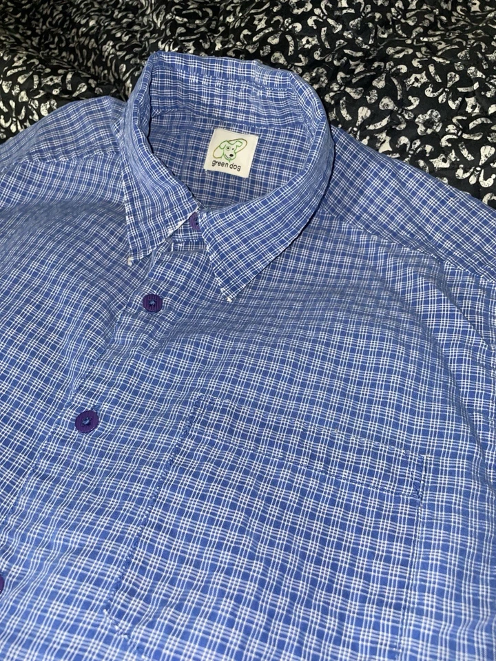 Camisa verde de manga corta con botones para perro talla 14/16 Foto 2 de 4