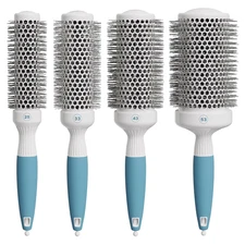 Round Brush Set for Blow Drying and Styling - Ceramic Ionic Thermal Brushes, Wet