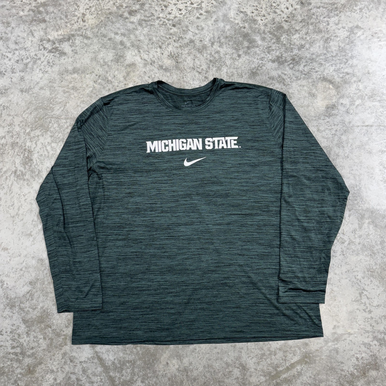 Michigan State Spartans Shirt Mens 3XL Green Nike Dri Fit Long Sleeve Football