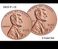 2025 P & D LINCOLN CENT SET OF  2 UNCIRCULATED FROM ORIGINAL BANK Roll FREE SHIP