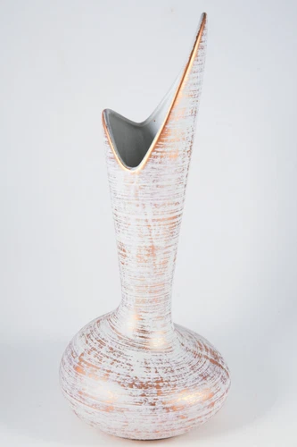 Royal Haeger Asymmetrical 22k Gold Tweed Glaze MCM Atomic Era Vase Vintage 1960s