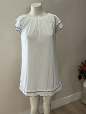 Polo Ralph LaurenWomen’s White Blue Ruffle Sleeve Short Dress (14 Tag) (10 Fit)