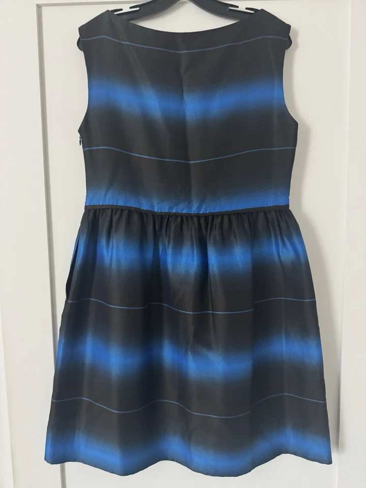Vestido Marc Jacobs Lida Ombre Rayas Azul Aster Talla 10 Algodón Seda Nuevo con Etiquetas Foto 4 de 4
