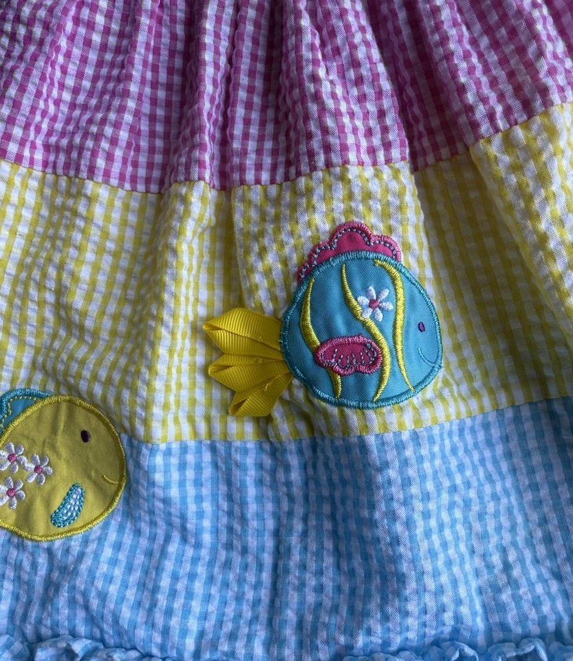 Платье Emily Rose Baby Girl Gingham с принтом вышитая рыба; 12 месяцев - Изображение 3 из 4