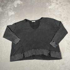 We The Free Shirt Womens Medium Gray Slouchy Dolman Long Sleeve Waffle Knit Top