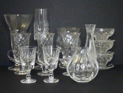 13x markierte klare Bleikristall Artikel, Stuart Dartington Edinburgh Tutbury Glas