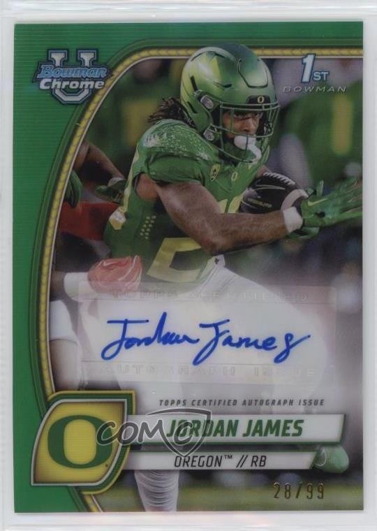 2024 Bowman U Chrome Prospect Green Refractor 28/99 Jordan James Auto 12ny