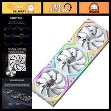 120mm ARGB PWM PC Case Fans - Double Ring Design, 5V RGB Cooling - 3 Pack White