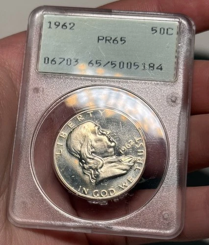 1962 Franklin Half Dollar Proof PCGS PF65 Rattler Semi Cameo