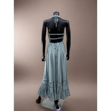 R.Vivimos NWOT Boho Maxi Dress Smocked Halter Backless Tiered Blue Size S