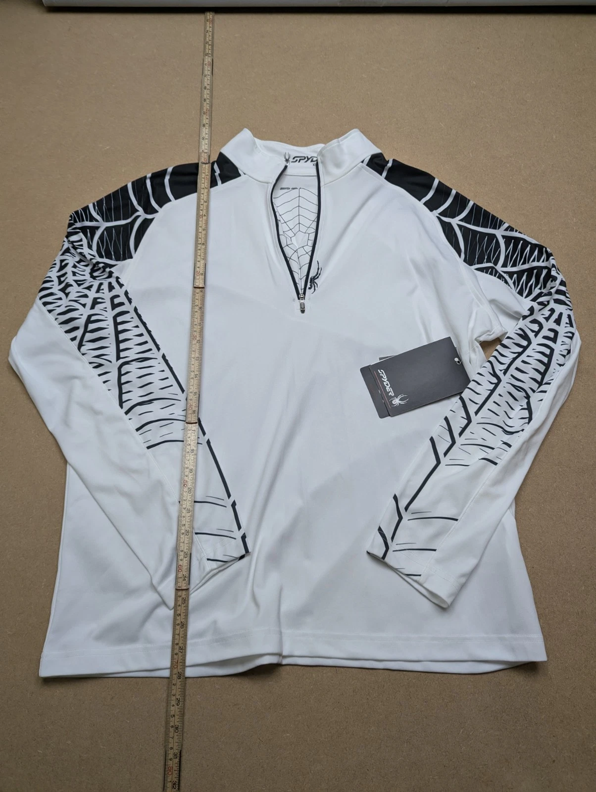 Spyder Dry WEB Base Layer 1/4 Zip Mens XL White Ski Thermal Performance Top 5060