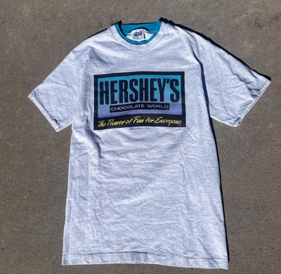 HERSHEYS CHOCOLATE LOVER - Vtg 1990s White T-Shirt, Mens Adult SMALL - MUST SEE!