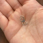 Vintage 925 Sterling Silver Skelton Keys on Ring Small Pendant Bracelet Charm