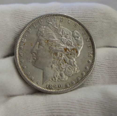 1890 US Morgan Silver Dollar $1 AU (Cleaned)