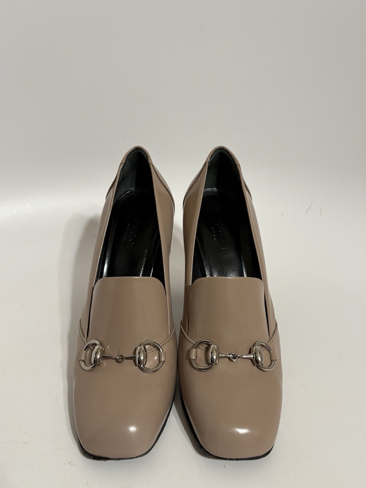 Vtg Gucci Beige Leather Horsebit Heels 37.5 thumbnail 2