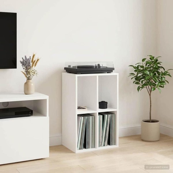 Schallplattenschrank Weiß 44,5 X 36,5 X 74,5 Cm Holzwerkstoff-image