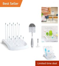 Fold Baby Bottle Drying Rack and Bristle Bottle Brush Cleaning Essentials Set...