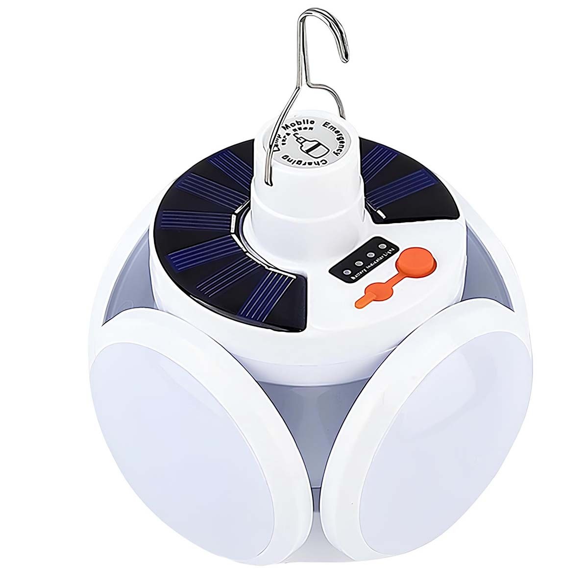 Lampe LED de camping Avizar blanche rechargeable USB et solaire design ballon