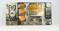 Vtg Signed C. Farmer Large Brutalist Mixed Metal Wall Art Paul Evans Style MCM