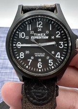 Timex Expedition Acadia Mens Watch 41mm Black Dial Indiglo Date Needs Strap