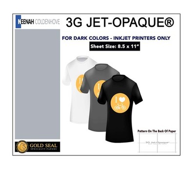 8.5 x 11 Inch Inkjet Heat Transfer Paper for Dark Fabrics 50 Sheets Opaque Qu...