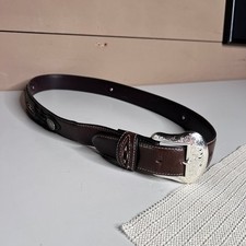 Nocona Mens Brown Leather Western Belt Woven Inlay Concho Size 38 N2476044