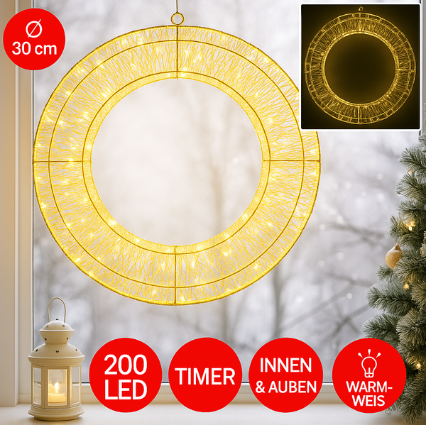 Led Lichterkranz Ø 30Cm Adventskranz Weihnachtskranz Mit Timer FüR Innen & AußEn-image