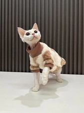 Sphynx Cat Clothing Cartoon Bear Coat for Devon in Winter Soft Warm Sweatshirt L
