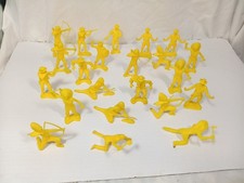 22 Lot Yellow Vintage Tim-Mee Ajax Lido Marx MPC 70 mm Plastic Cowboys  Indians